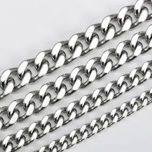 Chaîne Maille Gourmette en Acier Inoxydable au Mètre pour Collier DIY Fabrication de Bijoux Accessoires de Sac Unisexe
