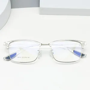 Men clear frame glasses TR90 metal half frame optical spectacle frame casual eyewear 53mm new