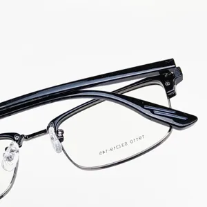 Men's half-frame prescription glasses frame, lightweight TR90 and metal design for daily use.