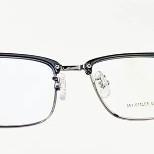 Men's metal browline prescription eyeglasses frame, lightweight optical eyewear for daily wear.
