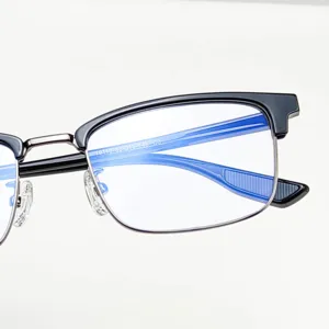 Men's half frame prescription glasses lightweight optical browline frame anti-blue light