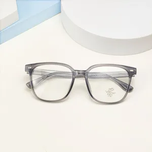 Clear frame anti-blue light glasses for men and women, stylish large square optical eyewear.