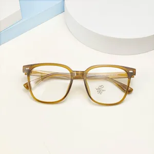 Detail view of vintage large frame TR90 anti-blue light optical glasses for clear vision.