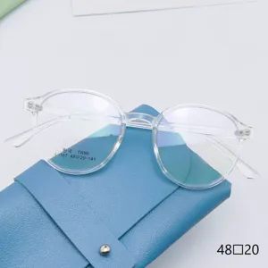 Clear round TR90 optical glasses frame, vintage flat light prescription eyewear for daily wear.