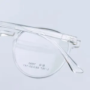 Clear round TR90 eyeglasses frame for women and men, retro optical plain glass spectacle frame.