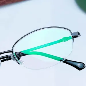 Urban women memory titanium optical glasses frame main view, stylish metal half-rim design.