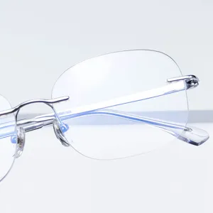 Monture de Lunettes Sans Monture en Titane Pur Grande Lunette en Métal Taille Diamant Unisexe Lunettes Optiques