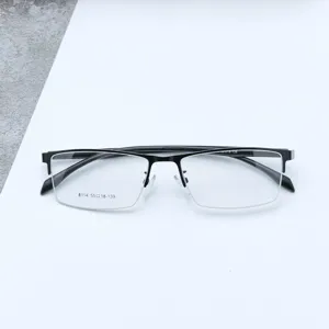 Montatura per occhiali semi-rimless in metallo da uomo nera semplice ottica miopia