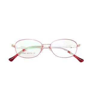 Ultra-light women's business glasses frame, stylish red and gold oval optical frame.