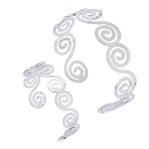 Set bracciale rigido da braccio a spirale geometrico color argento elegante donna