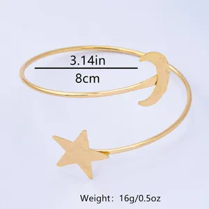 Gouden Ster Maan Armband Open Manchet Bovenarm Armband Sieraad voor Dames 8cm