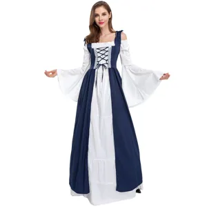 Medieval Renaissance Victorian vintage cosplay dress long sleeve lace up maxi dress