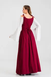 Medieval Renaissance vintage gothic dress with white sleeves and corset for cosplay.