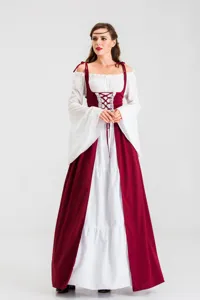 Medieval Renaissance vintage cosplay dress with square neck and lace-up corset for women