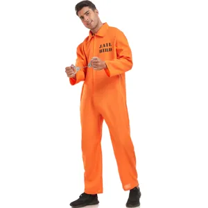 Orange halloween prisoner costume for men cosplay party stage performance outfit size S-3XL