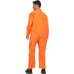 Detailed rear view of the bright orange prisoner costume, showing back fit and long sleeves.