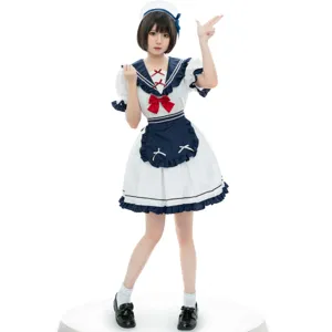 Costume de cosplay de marin anime japonais, ensemble d'uniforme scolaire mignon bleu et blanc.