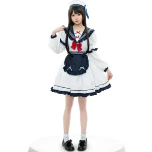 Vue détaillée de l'ensemble de costume d'uniforme de cosplay de marin anime mignon pour femmes.