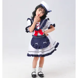 Ensemble costume de marin anime japonais pour enfants avec chapeau pour fête déguisée.