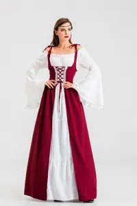 Medieval Renaissance vintage COS dress with square neck and corset lacing for women.