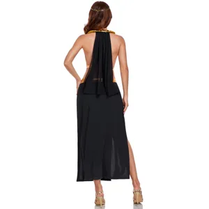 Egyptian Greek Goddess Cosplay Costume Halloween Party Stage Performance Long Black Dress