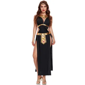 Detailed view of the elegant Greek goddess and Egyptian Cleopatra costume for women parties.