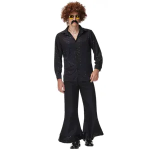 Costume rétro disco années 80 pour homme tenue de fête festival scène chemise sequins
