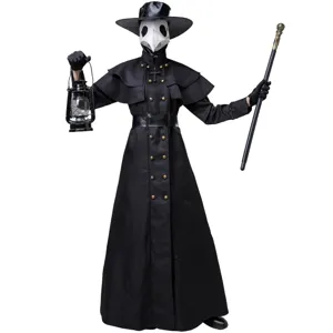 Medieval Steampunk Plague Doctor Costume Set Halloween Cosplay Crow Bird Long Beak Mask Hat Robe For Adults Party Carnival
