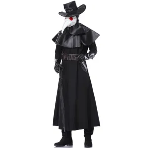Heren Halloween Pestdokter Kostuum Donkere Middeleeuwse Cosplay Outfit met Masker