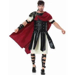 Römisches Spartaner Kostüm für Herren Halloween Cosplay Outfit mit Umhang und Rüstung