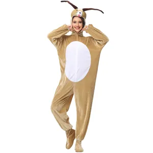 Cute plush animal reindeer onesie costume for Halloween, cosplay, and party performance.