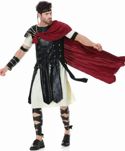 Detailansicht des römischen Spartaner-Gladiatorenkostüms für Herren, ideal für Halloween Partys.