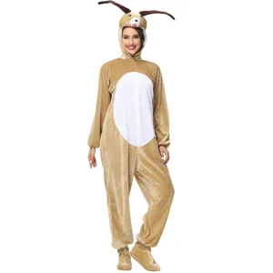 Detailed view of the cute animal costume showing overall fit, soft plush fabric and cute hood.