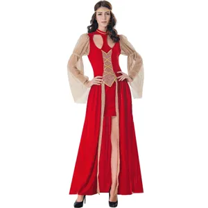 Damen rot langarm mittelalter göttin kostüm cosplay kleid für halloween party abend