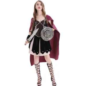 Medieval Roman Spartan female warrior cosplay costume, Greek goddess Halloween dress.