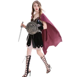 Medieval Roman Spartan female warrior cosplay costume, Halloween Greek goddess dress.