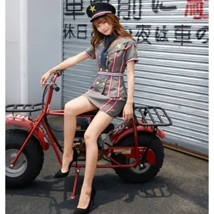 Femme cosplay police pilote costume sexy jeu de rôle ensemble uniforme avec chapeau jupe.