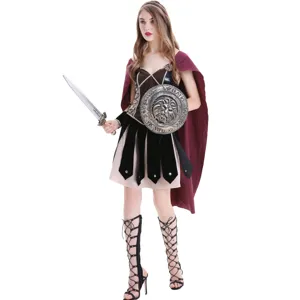 Roman Spartan warrior women costume cosplay Greek goddess dress with shield and sword set