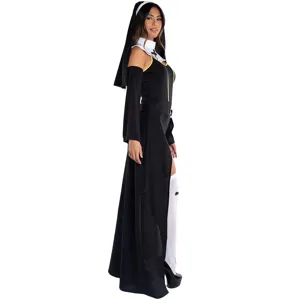 Costume de bonne sexy pour femme, robe de fête cosplay Halloween avec coiffe taille M-XL.