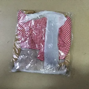Red white checkered costume outfit performance wear stage cosplay outfit packaged bag new