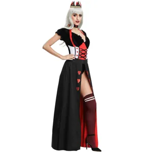 Costume reine de cœurs femme princesse médiévale cosplay fête d'Halloween tenue