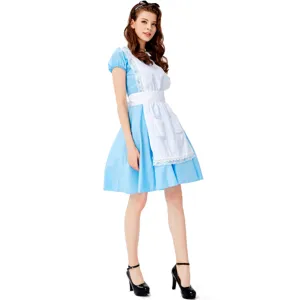 Women Halloween Alice maid costume cosplay dress short sleeve uniform party outfit S-L