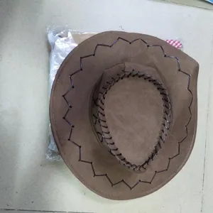 Brown western cowboy hat for women, vintage jazz performance and party costume accessory.
