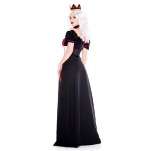 Costume de reine médiévale robe d'Halloween princesse gothique robe de bal longue noire.