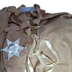 Women western sheriff costume top with lacing and badge for cosplay performance party