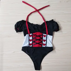 Costume de reine de coeur, body princesse medievale, vetement de fete d'Halloween.