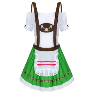 Women's Bavarian Oktoberfest Dirndl Costume Dress Beer Girl Outfit Fancy Dress For Carnival Halloween Party Festive Apparel