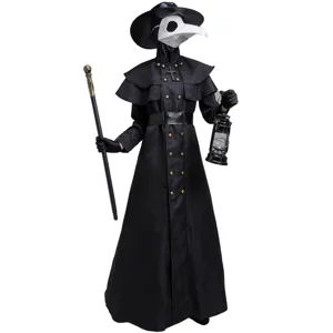 Medieval steampunk plague doctor costume adult Halloween cosplay outfit with mask and props