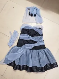 Disfraz de Cosplay de Novia Fantasma de Halloween con Vestido Negro y Velo de Tulle Talla M-XL