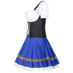 Oktoberfest dirndl dress side detail view, traditional German beer maid costume outfit.